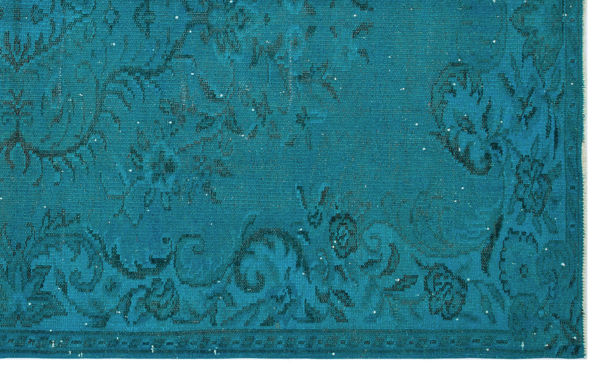 Turquoise  Over Dyed Vintage Rug 5&#39;8&#39;&#39; x 9&#39;2&#39;&#39; ft 172 x 280 cm