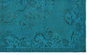Turquoise  Over Dyed Vintage Rug 5'8'' x 9'2'' ft 172 x 280 cm