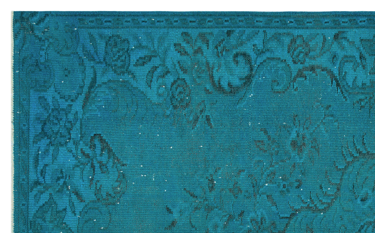 Turquoise  Over Dyed Vintage Rug 5&#39;8&#39;&#39; x 9&#39;2&#39;&#39; ft 172 x 280 cm