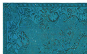 Turquoise  Over Dyed Vintage Rug 5'8'' x 9'2'' ft 172 x 280 cm