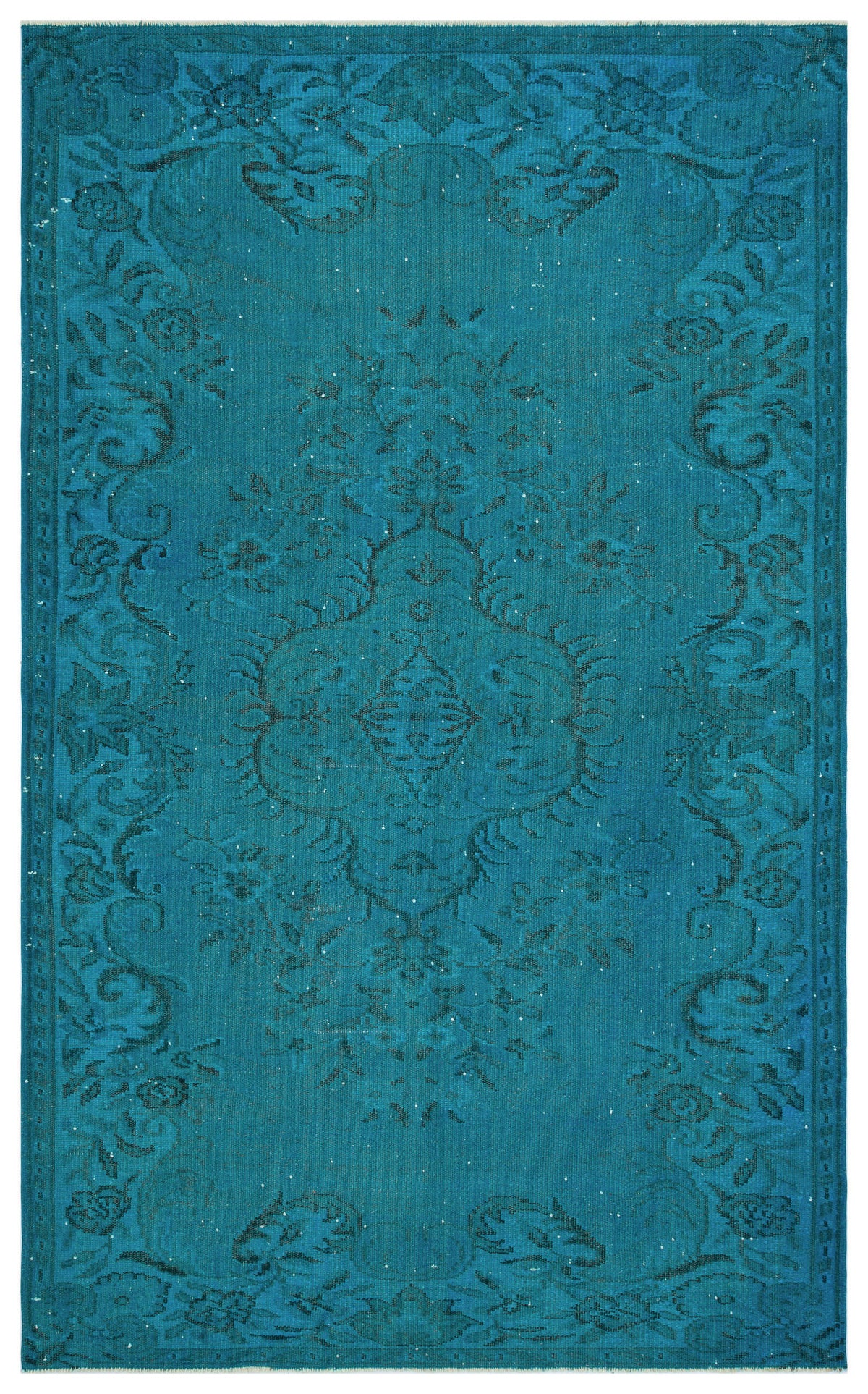 Turquoise  Over Dyed Vintage Rug 5&#39;8&#39;&#39; x 9&#39;2&#39;&#39; ft 172 x 280 cm
