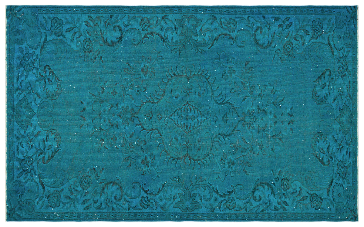 Turquoise  Over Dyed Vintage Rug 5&#39;8&#39;&#39; x 9&#39;2&#39;&#39; ft 172 x 280 cm