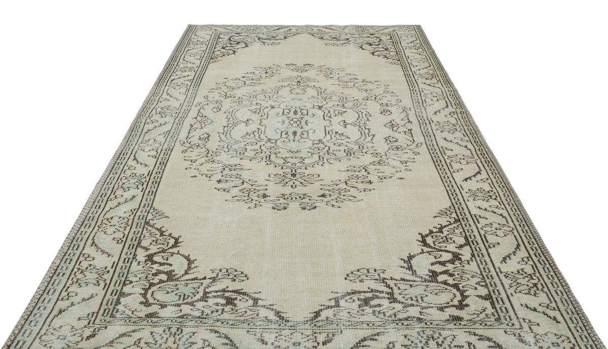 Beige Over Dyed Vintage Rug 6&#39;2&#39;&#39; x 9&#39;2&#39;&#39; ft 188 x 280 cm
