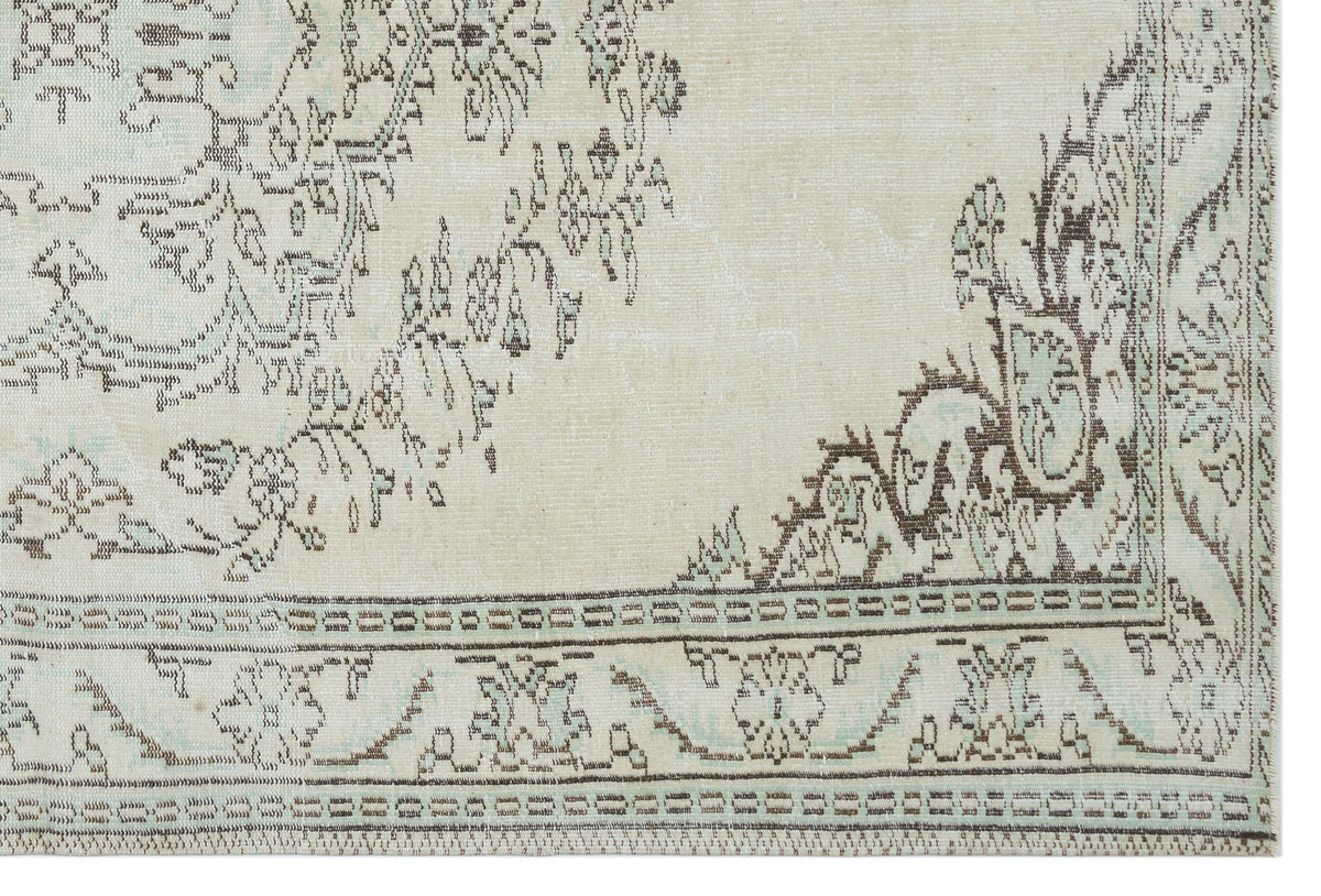Beige Over Dyed Vintage Rug 6&#39;2&#39;&#39; x 9&#39;2&#39;&#39; ft 188 x 280 cm