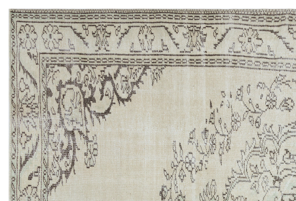 Beige Over Dyed Vintage Rug 6'2'' x 9'2'' ft 188 x 280 cm