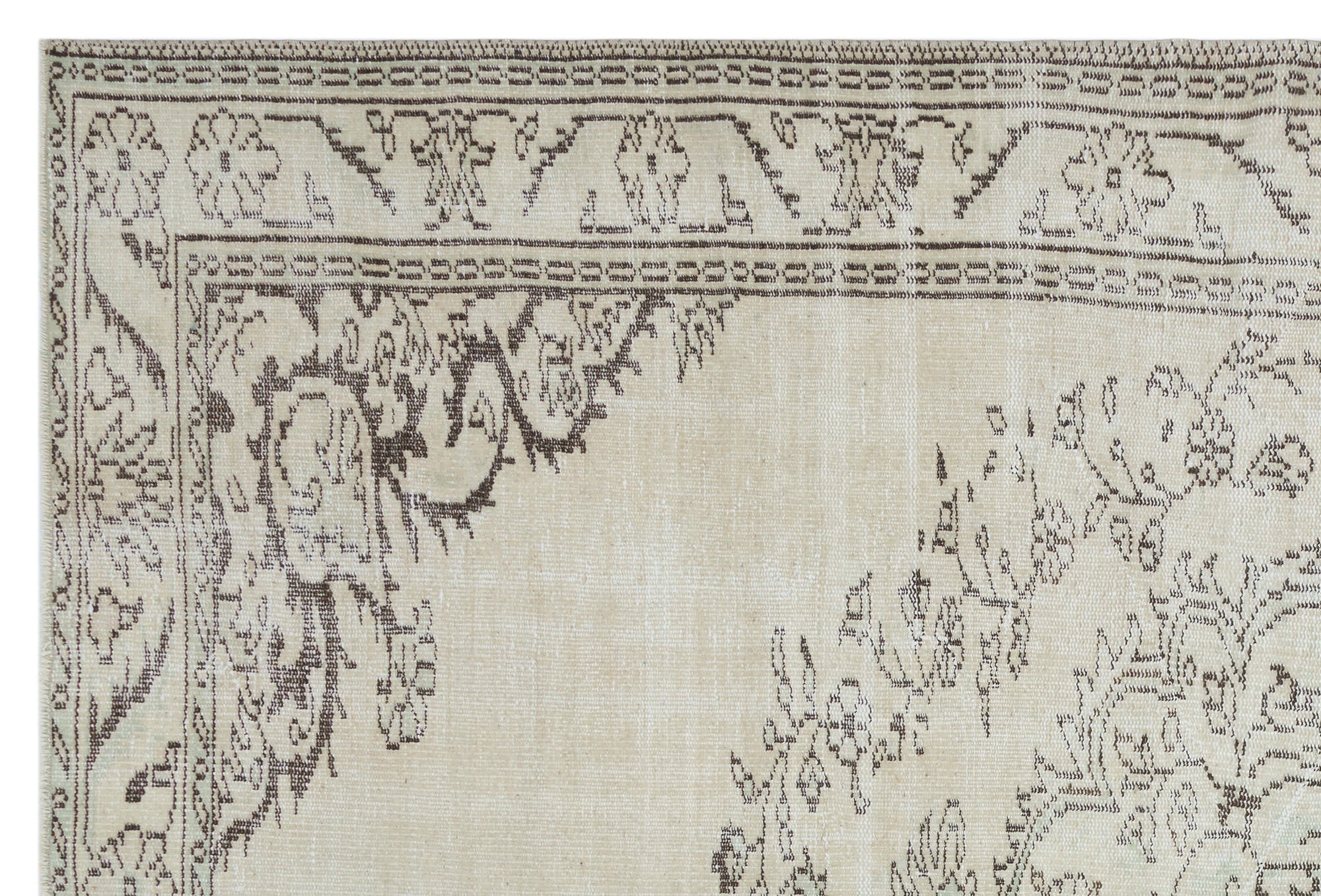 Beige Over Dyed Vintage Rug 6'2'' x 9'2'' ft 188 x 280 cm