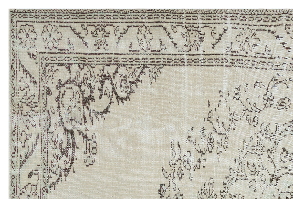 Beige Over Dyed Vintage Rug 6&#39;2&#39;&#39; x 9&#39;2&#39;&#39; ft 188 x 280 cm