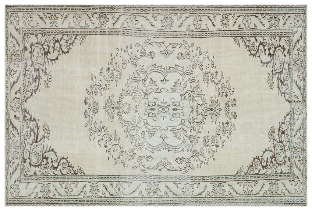 Beige Over Dyed Vintage Rug 6'2'' x 9'2'' ft 188 x 280 cm