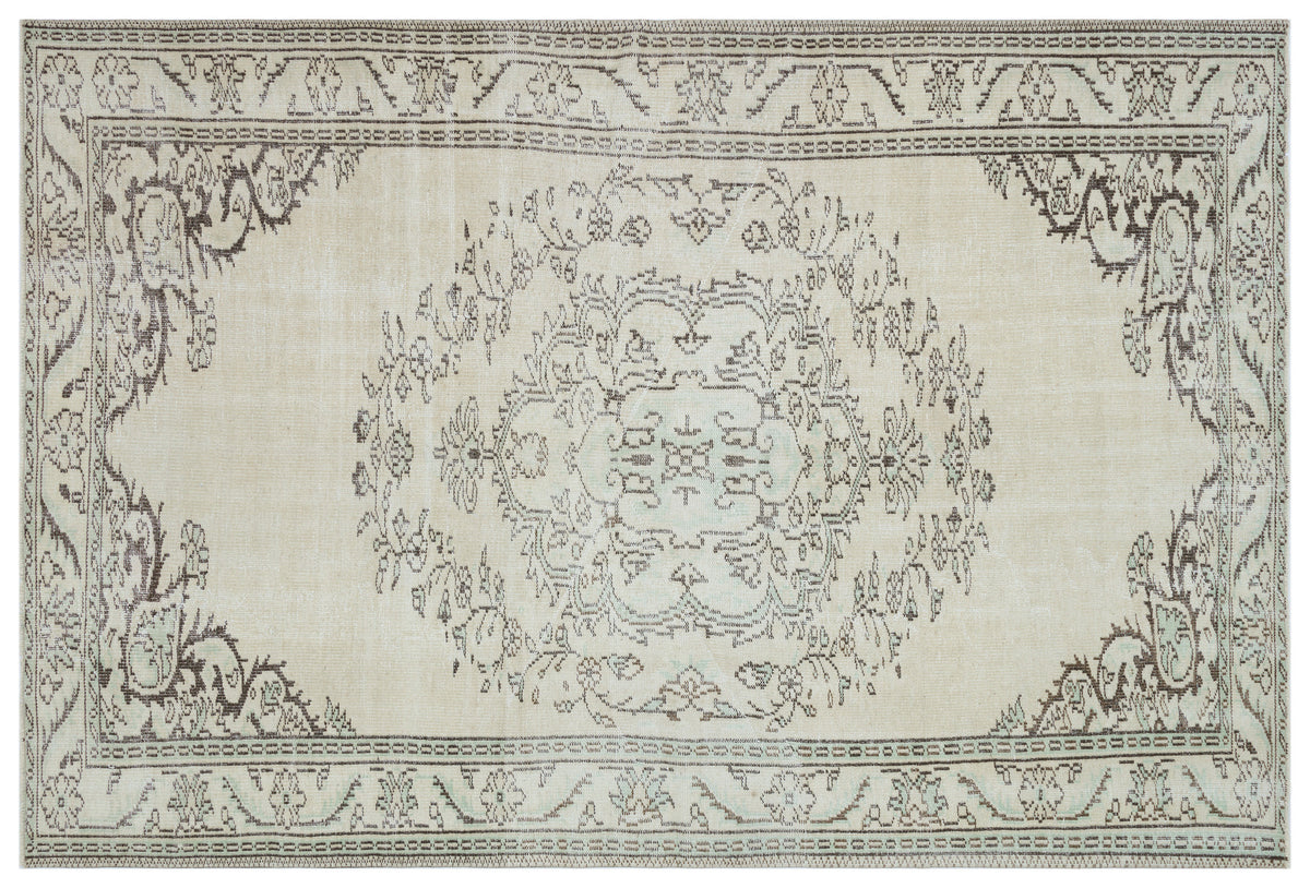 Beige Over Dyed Vintage Rug 6&#39;2&#39;&#39; x 9&#39;2&#39;&#39; ft 188 x 280 cm