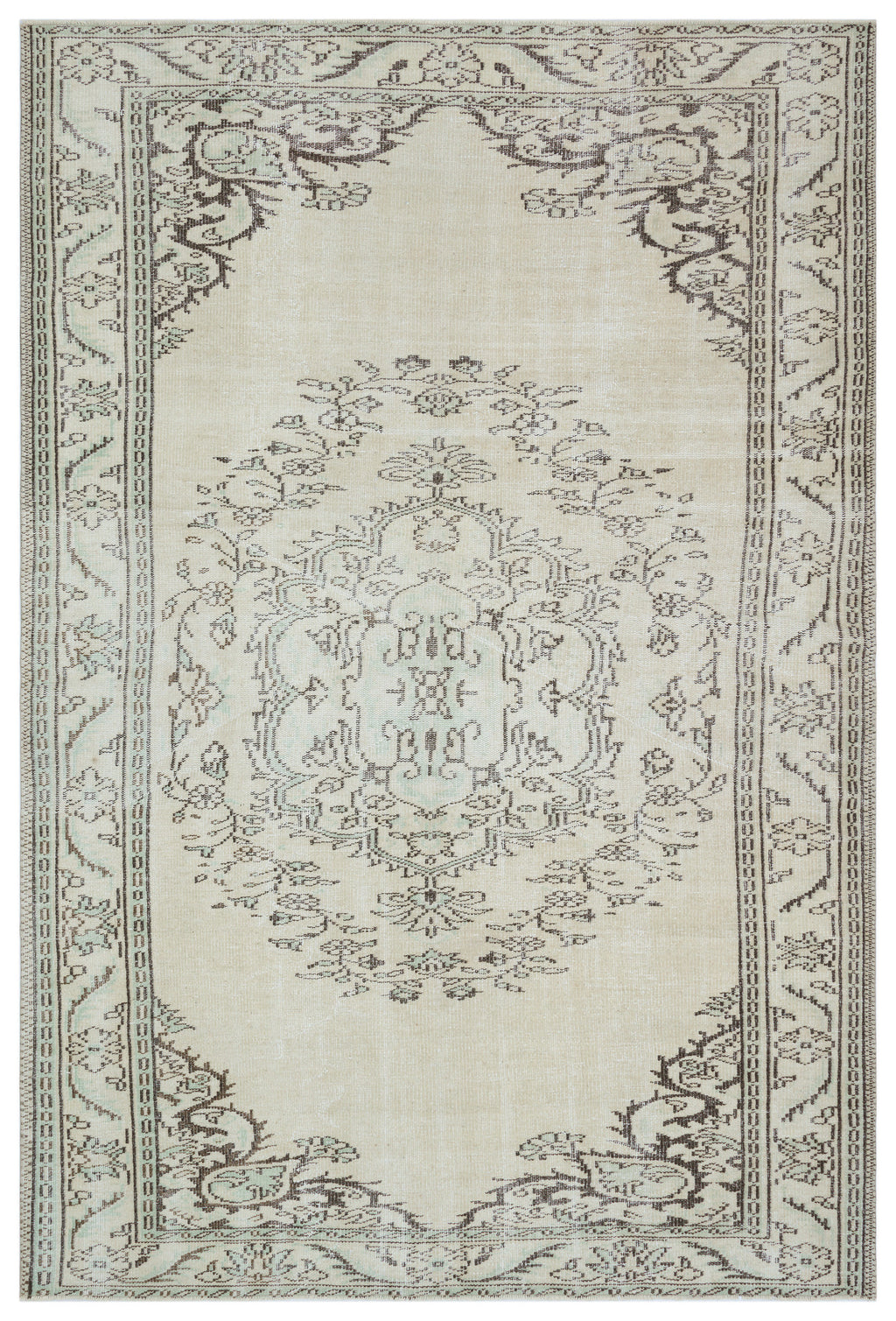 Beige Over Dyed Vintage Rug 6'2'' x 9'2'' ft 188 x 280 cm
