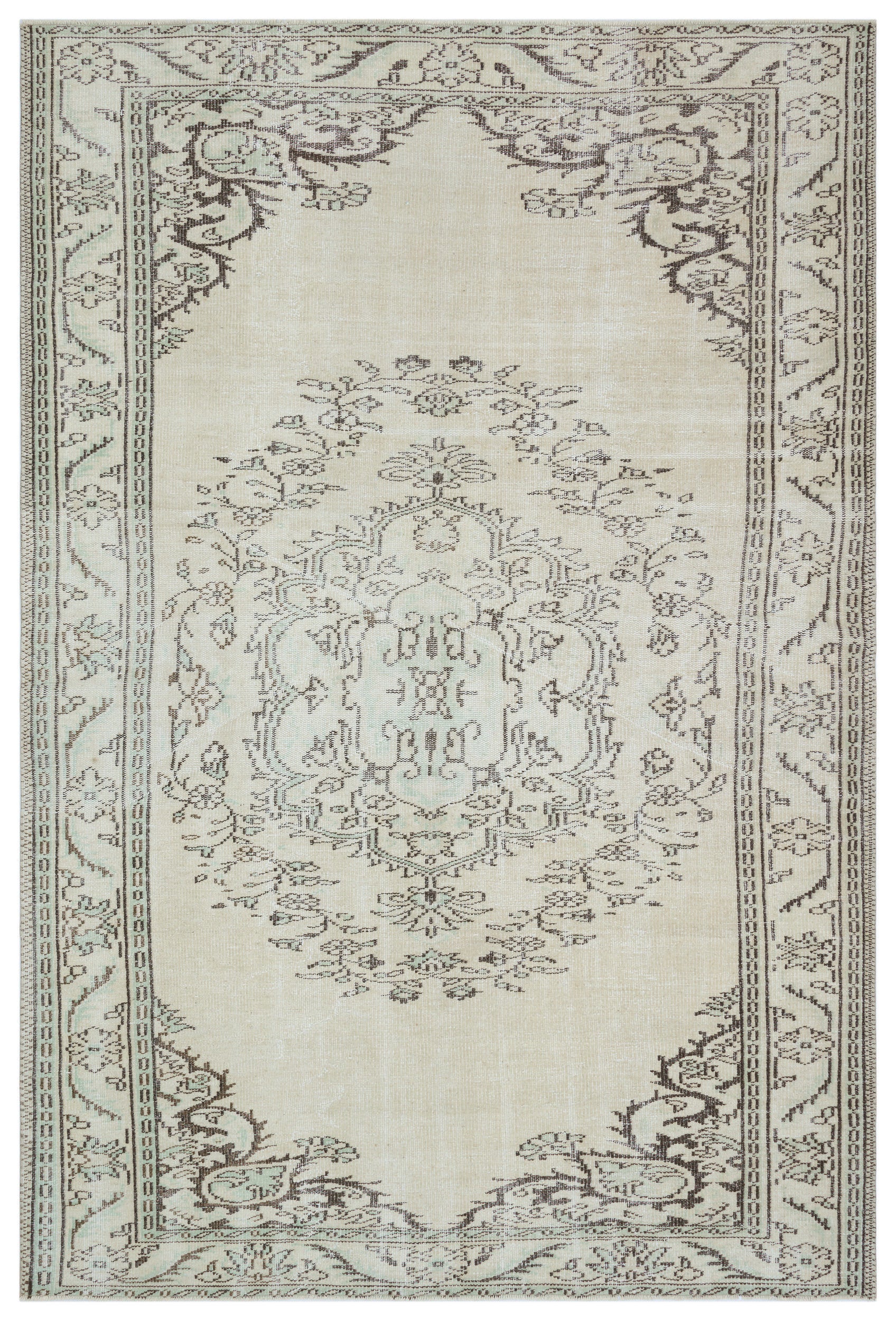 Beige Over Dyed Vintage Rug 6'2'' x 9'2'' ft 188 x 280 cm