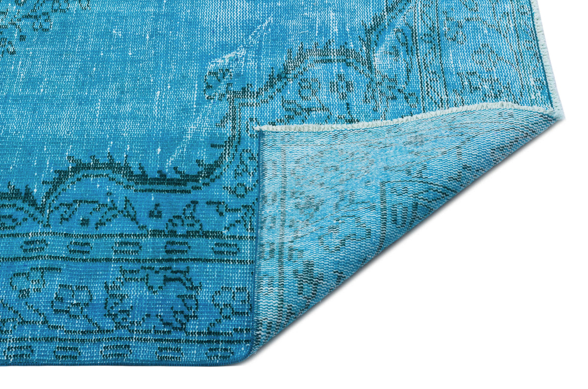 Turquoise  Over Dyed Vintage Rug 5&#39;10&#39;&#39; x 9&#39;2&#39;&#39; ft 177 x 280 cm