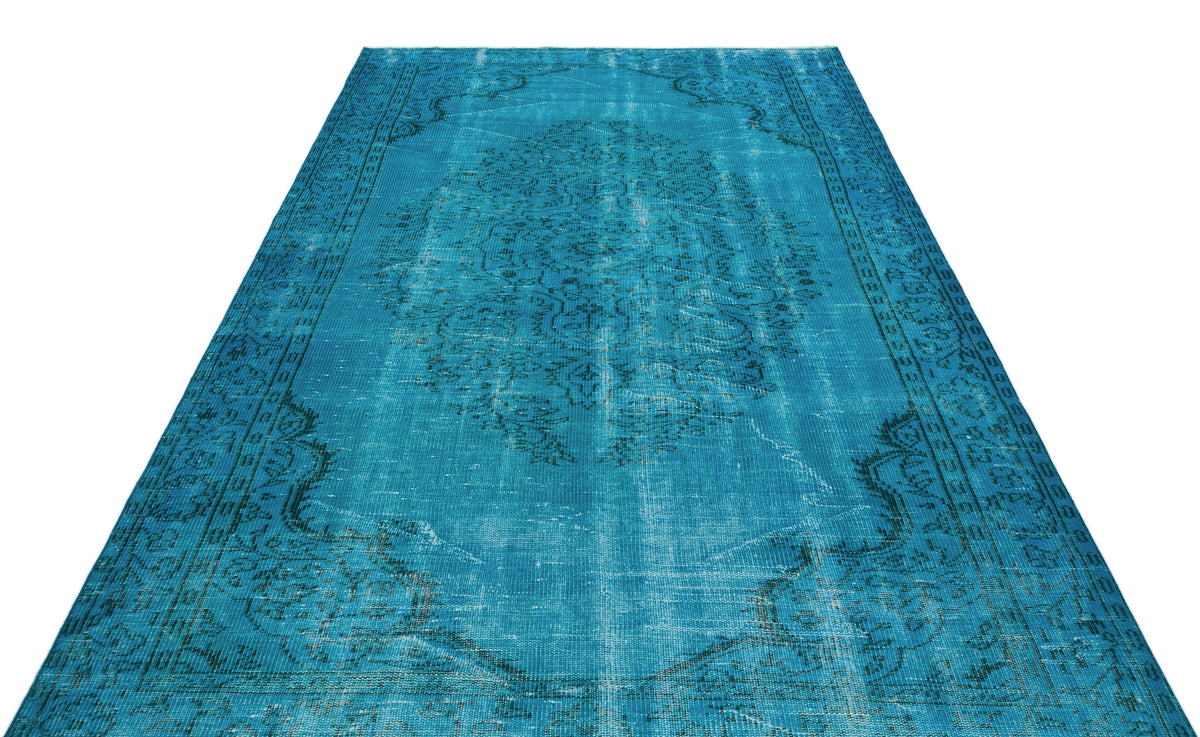 Turquoise  Over Dyed Vintage Rug 5&#39;10&#39;&#39; x 9&#39;2&#39;&#39; ft 177 x 280 cm