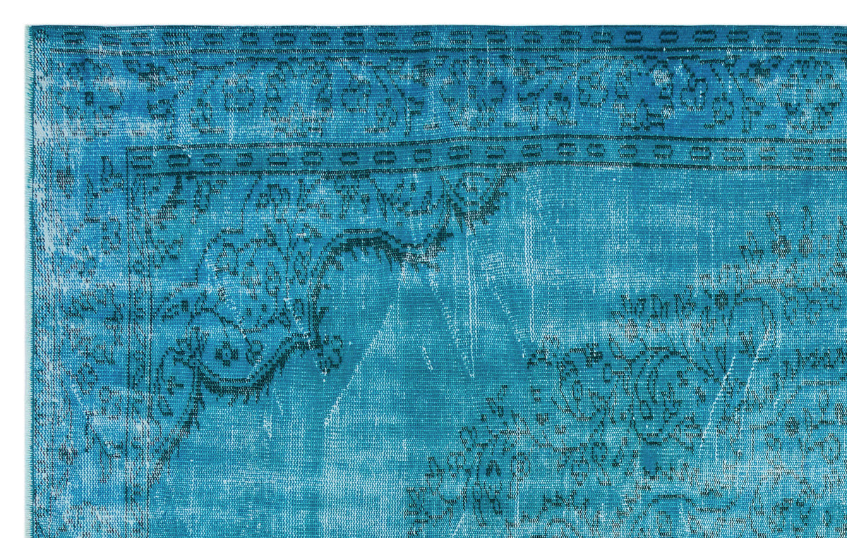 Turquoise  Over Dyed Vintage Rug 5&#39;10&#39;&#39; x 9&#39;2&#39;&#39; ft 177 x 280 cm