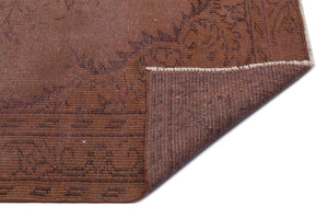 Brown Over Dyed Vintage Rug 5'7'' x 8'8'' ft 169 x 264 cm