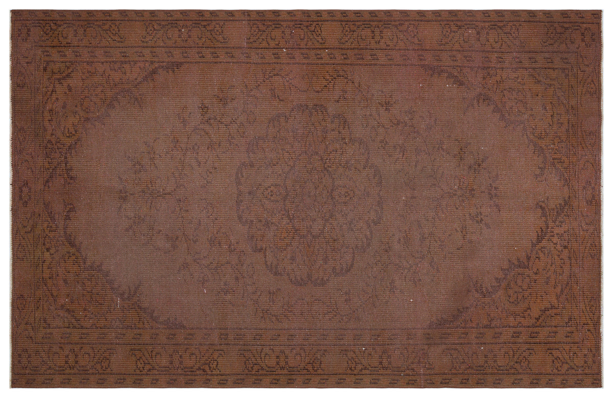 Brown Over Dyed Vintage Rug 5&#39;7&#39;&#39; x 8&#39;8&#39;&#39; ft 169 x 264 cm