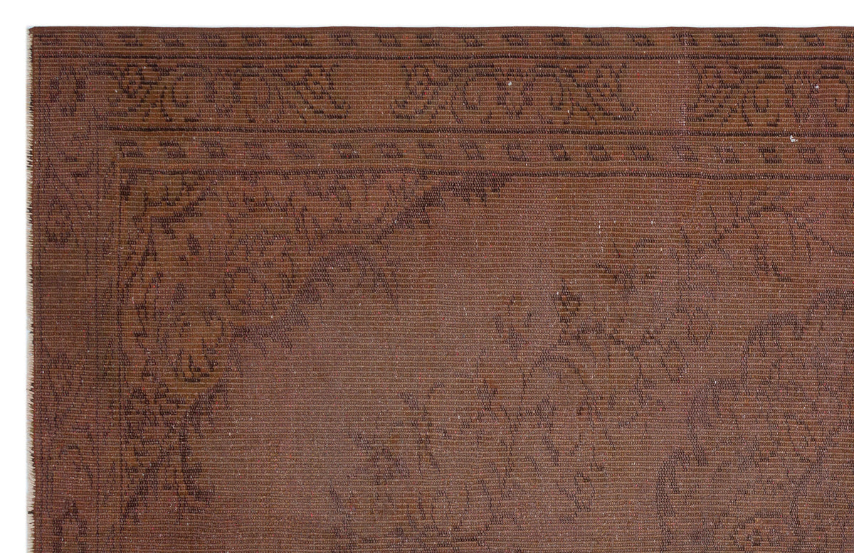 Brown Over Dyed Vintage Rug 5&#39;7&#39;&#39; x 8&#39;8&#39;&#39; ft 169 x 264 cm