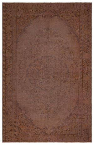 Brown Over Dyed Vintage Rug 5'7'' x 8'8'' ft 169 x 264 cm