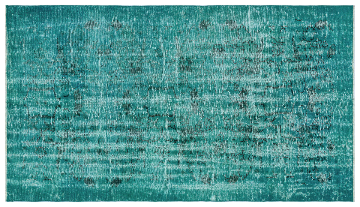 Turquoise  Over Dyed Vintage Rug 3&#39;12&#39;&#39; x 6&#39;11&#39;&#39; ft 121 x 210 cm