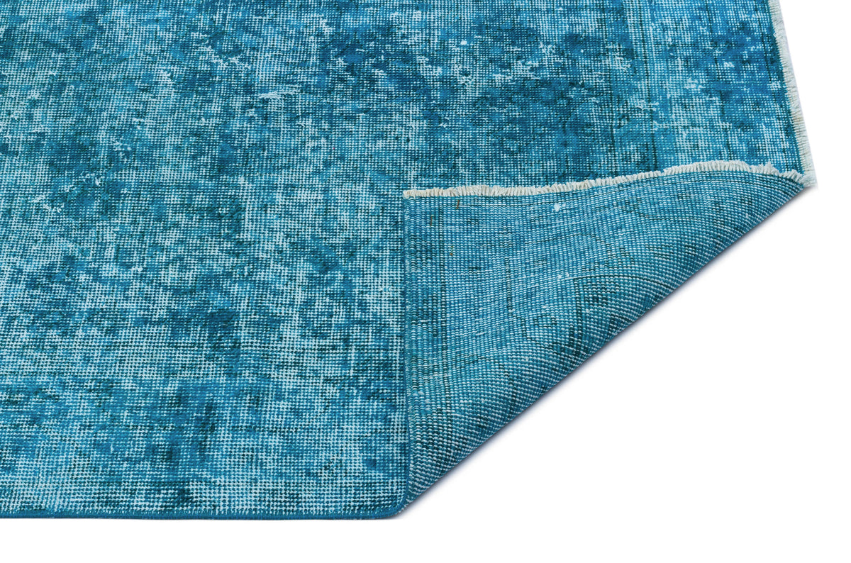 Turquoise  Over Dyed Vintage Rug 3&#39;8&#39;&#39; x 7&#39;2&#39;&#39; ft 112 x 218 cm
