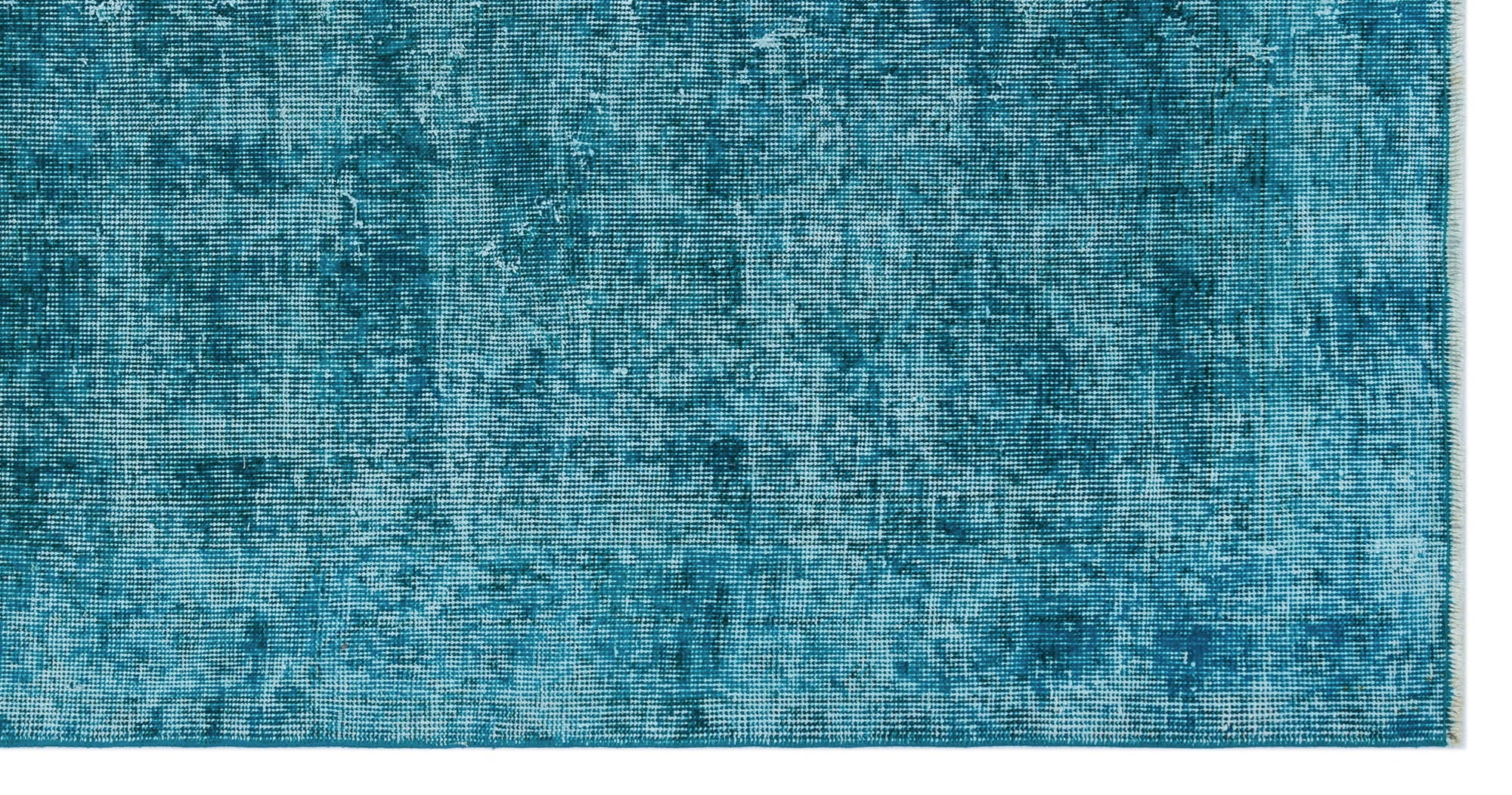 Turquoise  Over Dyed Vintage Rug 3'8'' x 7'2'' ft 112 x 218 cm