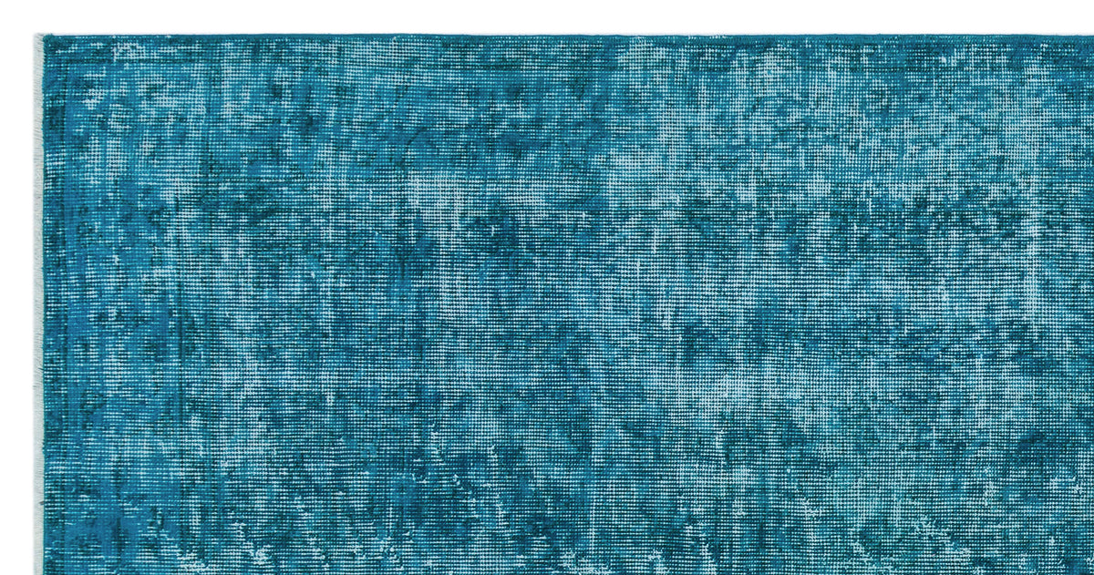 Turquoise  Over Dyed Vintage Rug 3&#39;8&#39;&#39; x 7&#39;2&#39;&#39; ft 112 x 218 cm