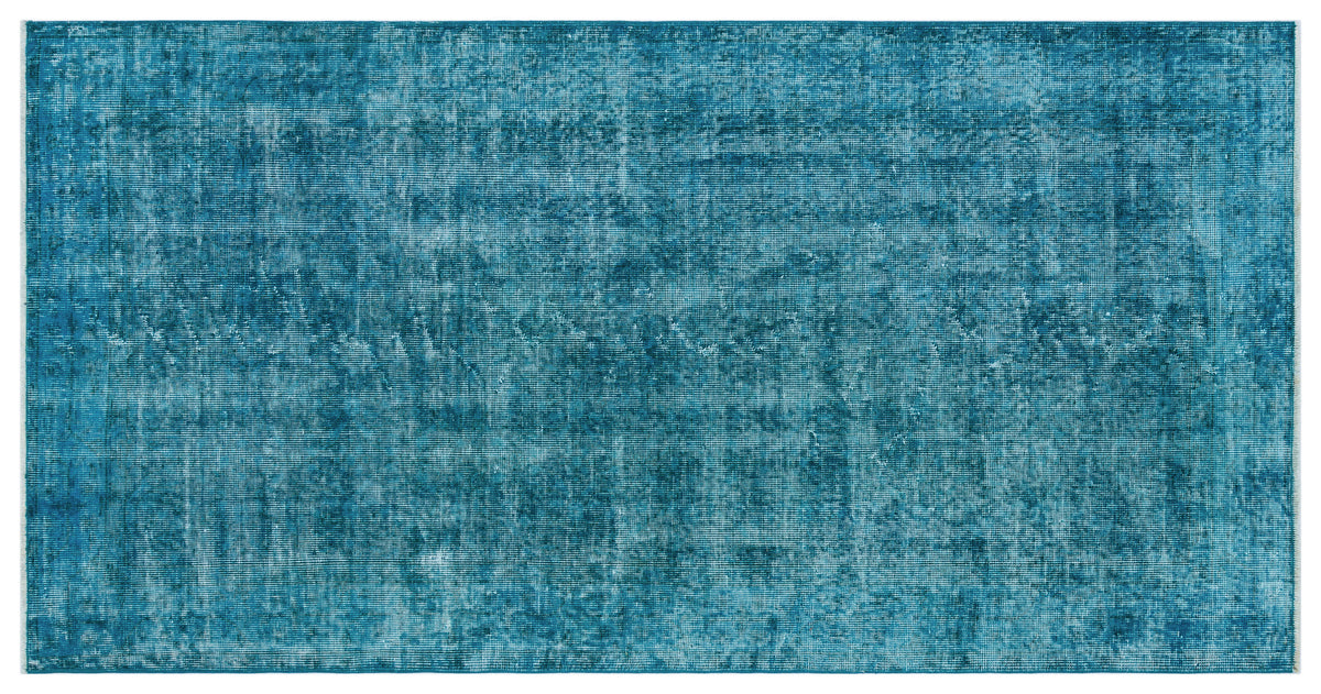 Turquoise  Over Dyed Vintage Rug 3&#39;8&#39;&#39; x 7&#39;2&#39;&#39; ft 112 x 218 cm