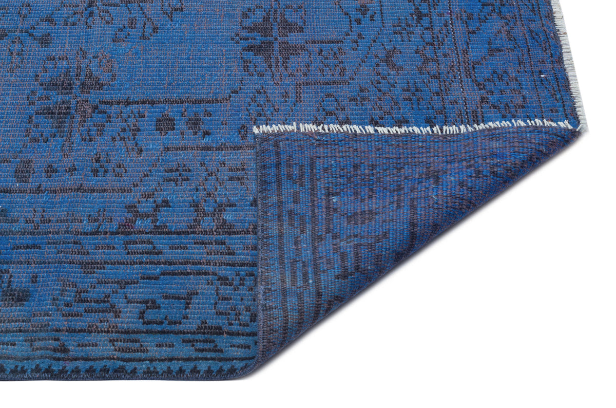 Blue Over Dyed Vintage Rug 5&#39;6&#39;&#39; x 8&#39;10&#39;&#39; ft 167 x 270 cm