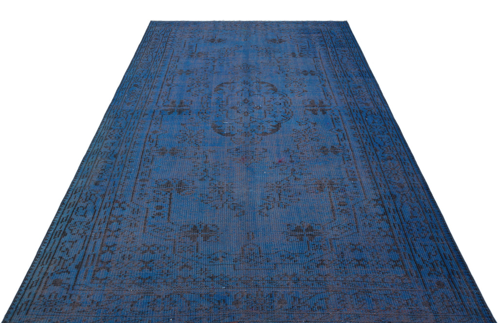 Blue Over Dyed Vintage Rug 5'6'' x 8'10'' ft 167 x 270 cm