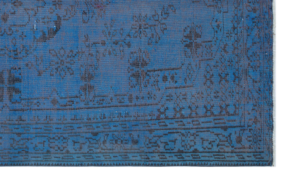 Blue Over Dyed Vintage Rug 5&#39;6&#39;&#39; x 8&#39;10&#39;&#39; ft 167 x 270 cm