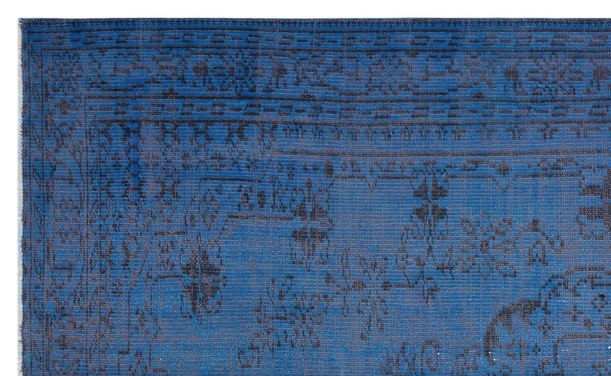 Blue Over Dyed Vintage Rug 5'6'' x 8'10'' ft 167 x 270 cm