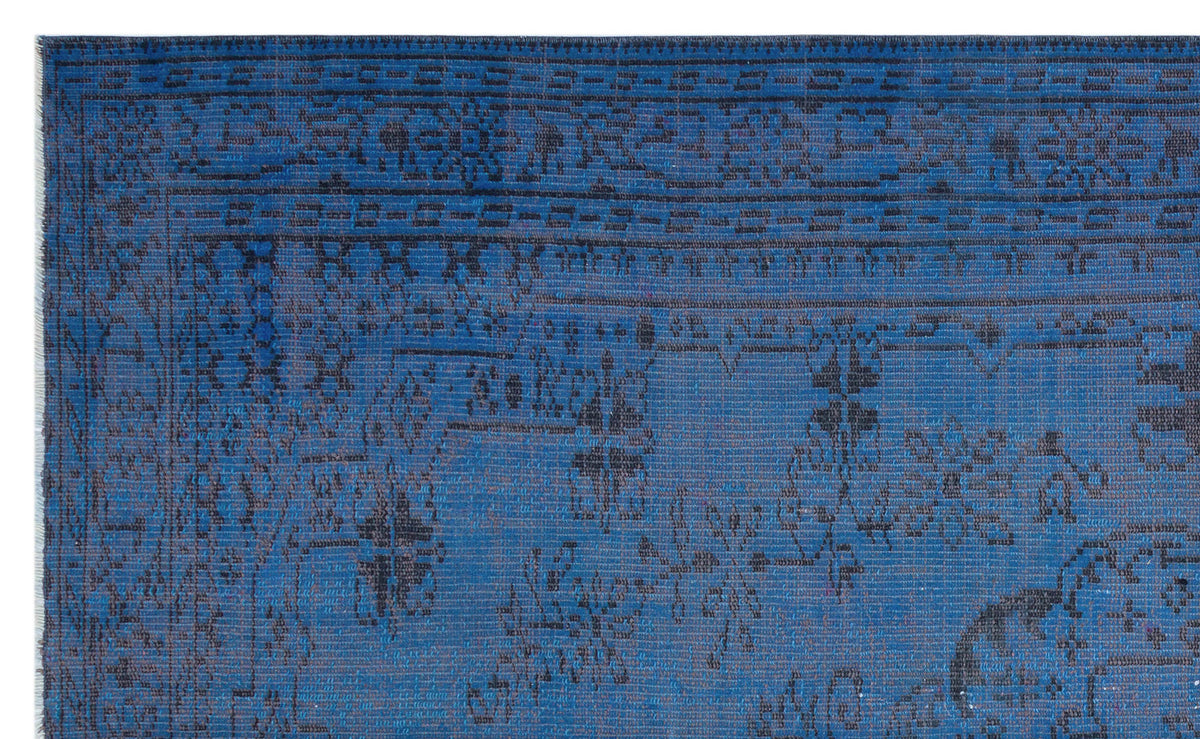 Blue Over Dyed Vintage Rug 5&#39;6&#39;&#39; x 8&#39;10&#39;&#39; ft 167 x 270 cm