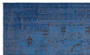 Blue Over Dyed Vintage Rug 5'6'' x 8'10'' ft 167 x 270 cm