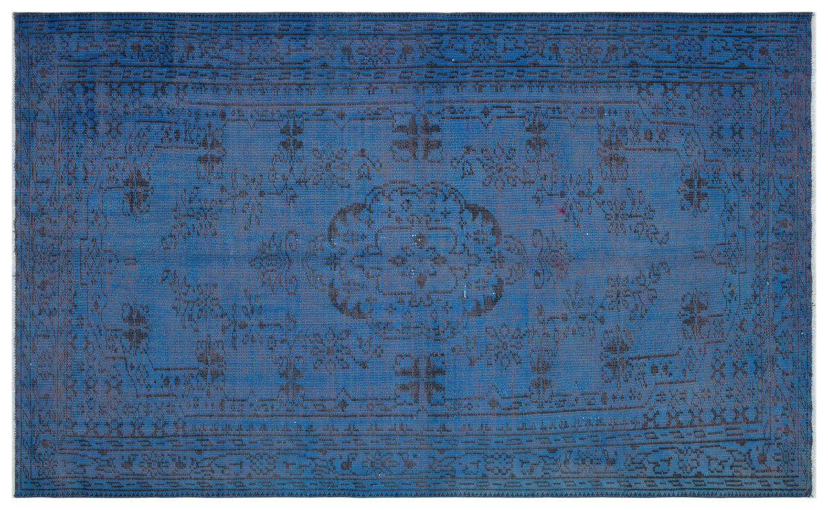 Blue Over Dyed Vintage Rug 5&#39;6&#39;&#39; x 8&#39;10&#39;&#39; ft 167 x 270 cm