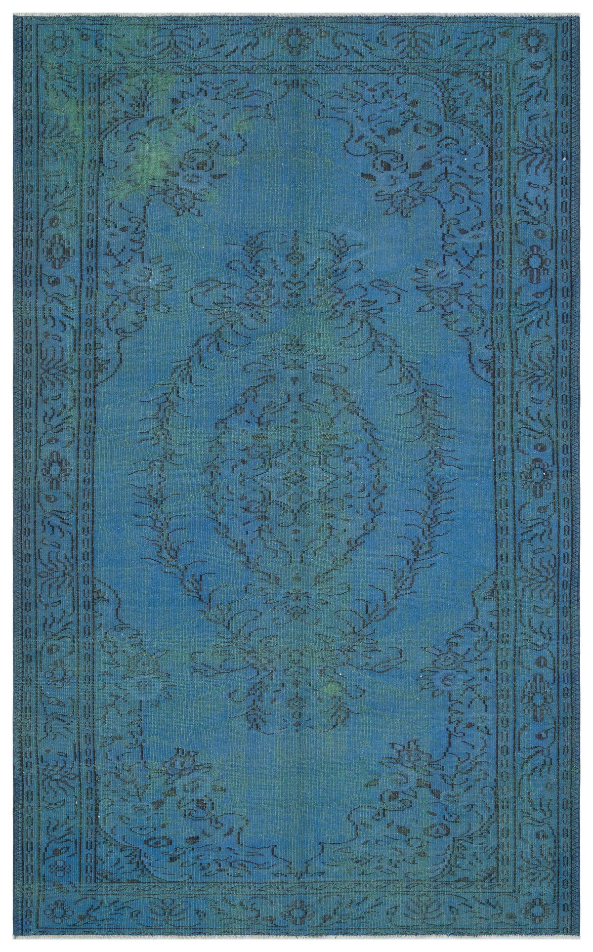 Blue Over Dyed Vintage Rug 5&#39;11&#39;&#39; x 9&#39;7&#39;&#39; ft 181 x 293 cm