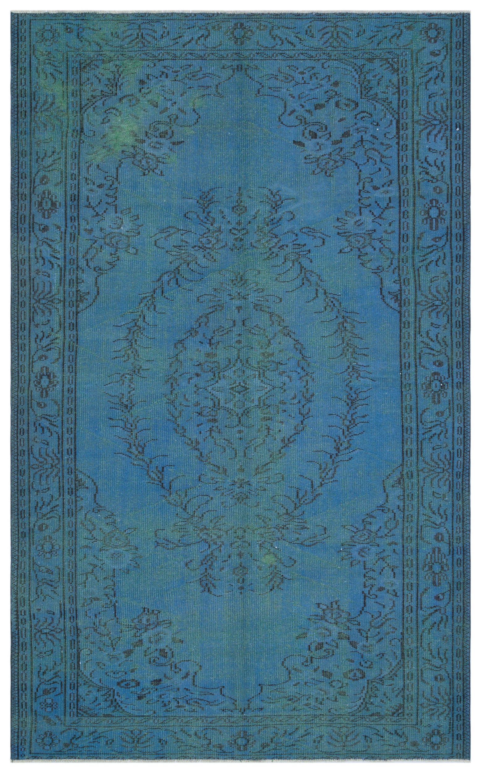 Blue Over Dyed Vintage Rug 5'11'' x 9'7'' ft 181 x 293 cm