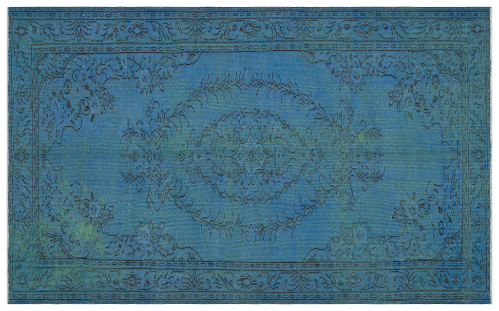 Blue Over Dyed Vintage Rug 5'11'' x 9'7'' ft 181 x 293 cm