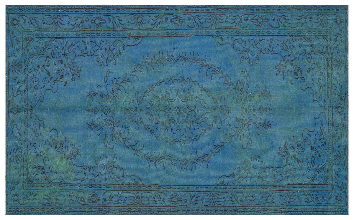 Blue Over Dyed Vintage Rug 5&#39;11&#39;&#39; x 9&#39;7&#39;&#39; ft 181 x 293 cm