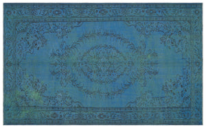 Blue Over Dyed Vintage Rug 5'11'' x 9'7'' ft 181 x 293 cm