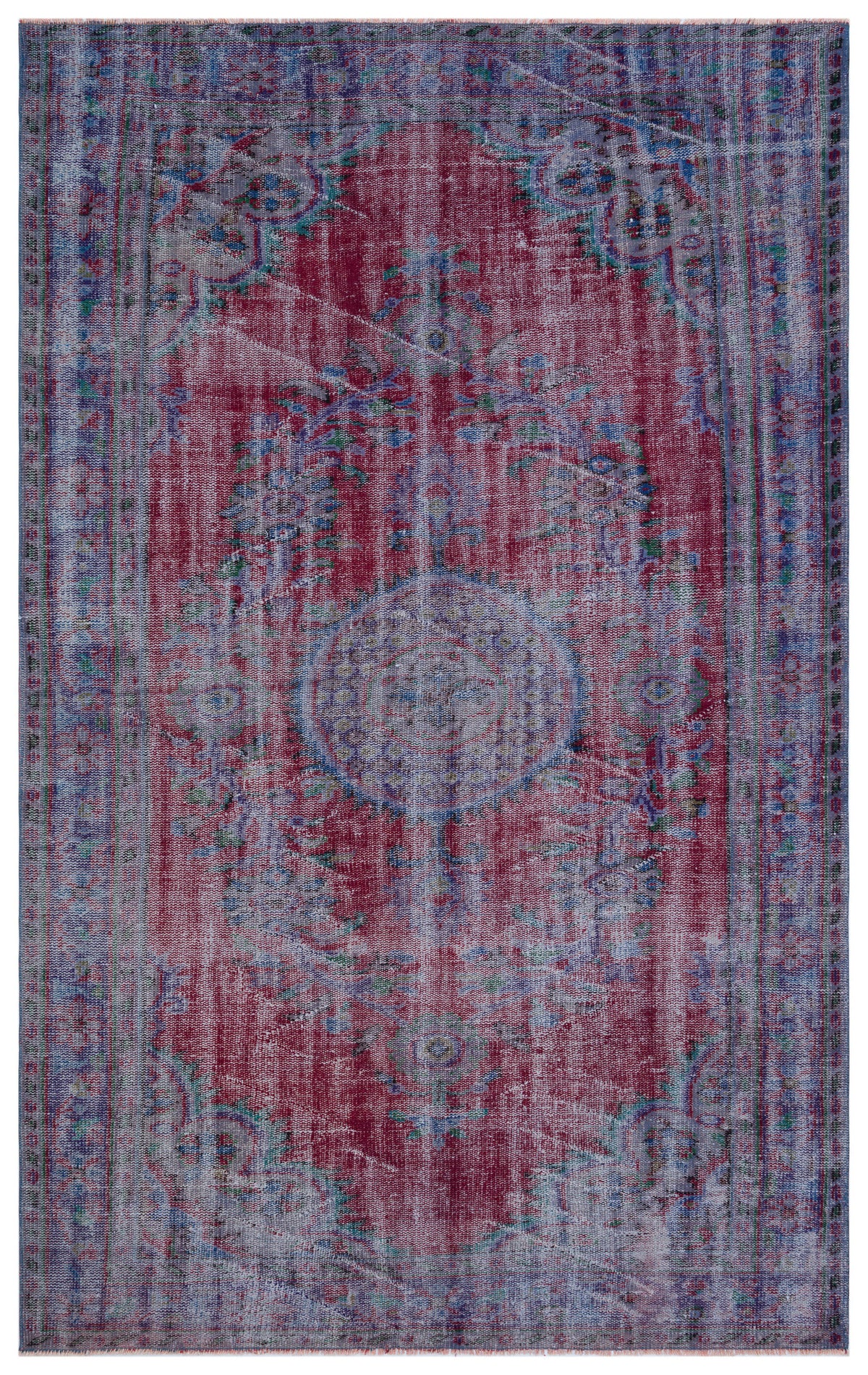 Retro Over Dyed Vintage Rug 5&#39;11&#39;&#39; x 9&#39;5&#39;&#39; ft 181 x 287 cm