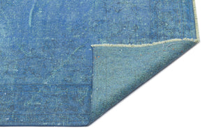 Blue Over Dyed Vintage Rug 4'10'' x 9'1'' ft 147 x 278 cm