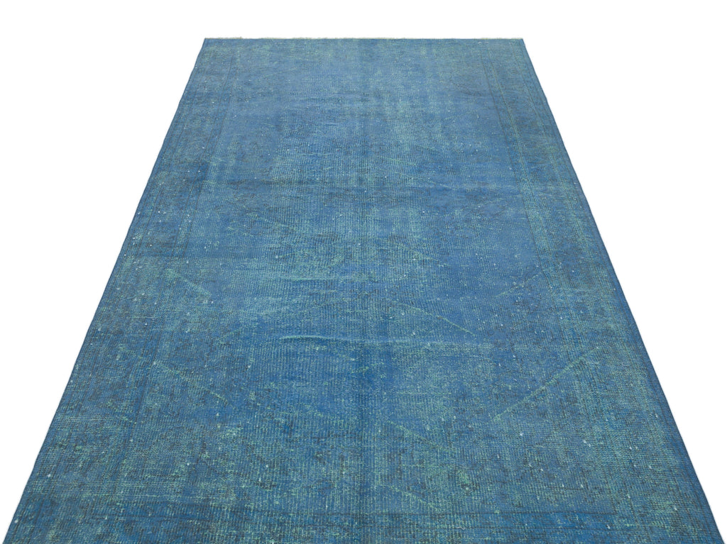 Blue Over Dyed Vintage Rug 4'10'' x 9'1'' ft 147 x 278 cm