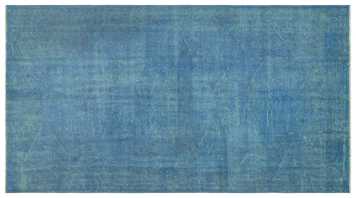 Blue Over Dyed Vintage Rug 4&#39;10&#39;&#39; x 9&#39;1&#39;&#39; ft 147 x 278 cm