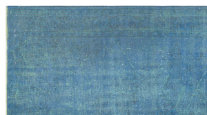 Blue Over Dyed Vintage Rug 4'10'' x 9'1'' ft 147 x 278 cm