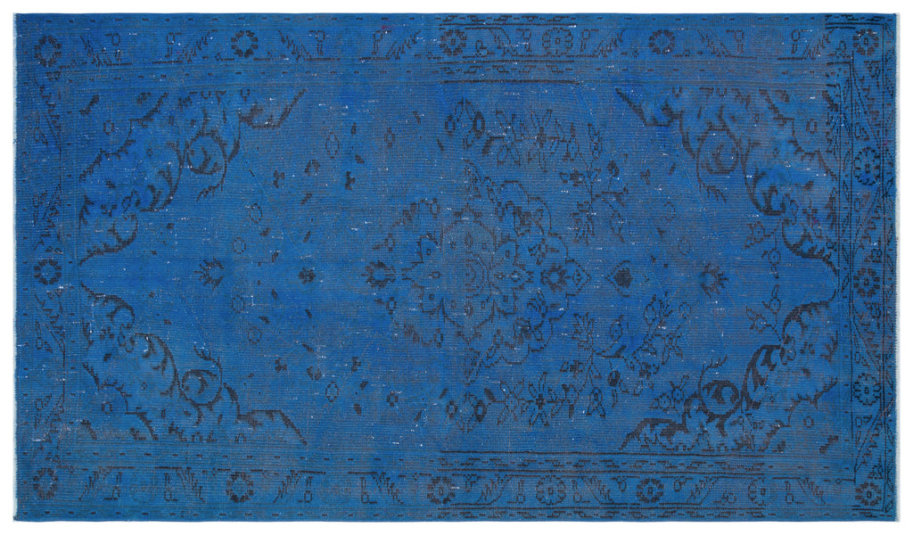 Blue Over Dyed Vintage Rug 5'4'' x 9'2'' ft 163 x 279 cm