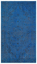 Blue Over Dyed Vintage Rug 5'4'' x 9'2'' ft 163 x 279 cm