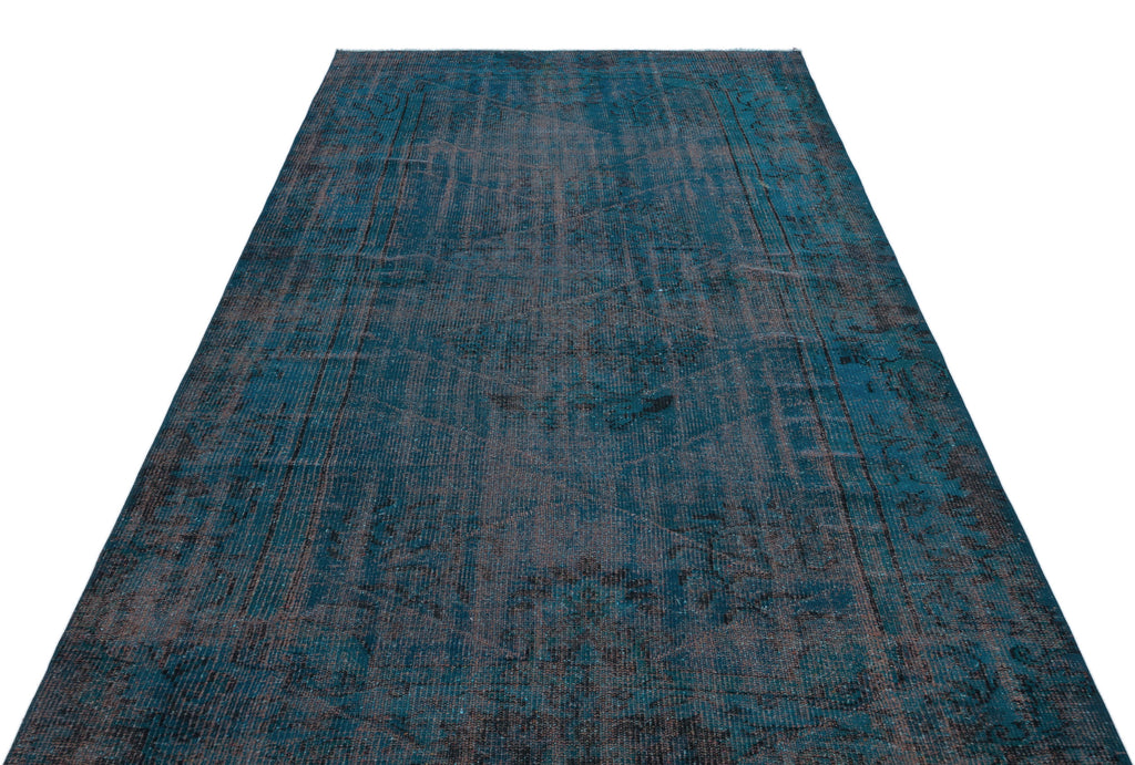 Blue Over Dyed Vintage Rug 5'3'' x 9'1'' ft 161 x 277 cm