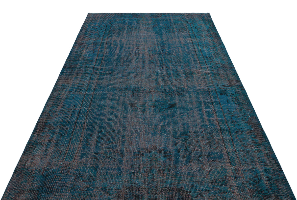 Blue Over Dyed Vintage Rug 5&#39;3&#39;&#39; x 9&#39;1&#39;&#39; ft 161 x 277 cm
