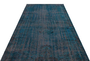 Blue Over Dyed Vintage Rug 5'3'' x 9'1'' ft 161 x 277 cm