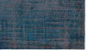 Blue Over Dyed Vintage Rug 5'3'' x 9'1'' ft 161 x 277 cm